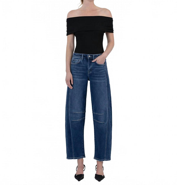 Flying Monkey High Rise Barrel Leg Jeans Blue 32 2