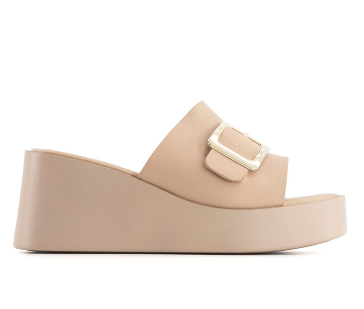Andrea Wedge Platform Slide Sandals Beige US 10 2