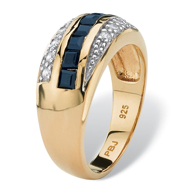 Palm Men's 1.95 TCW Sapphire and CZ Ring Blue US 12 3