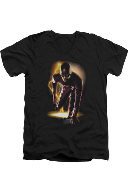 Gildan The Flash Ready T-Shirt Manches Courtes Col V Noir Large 2