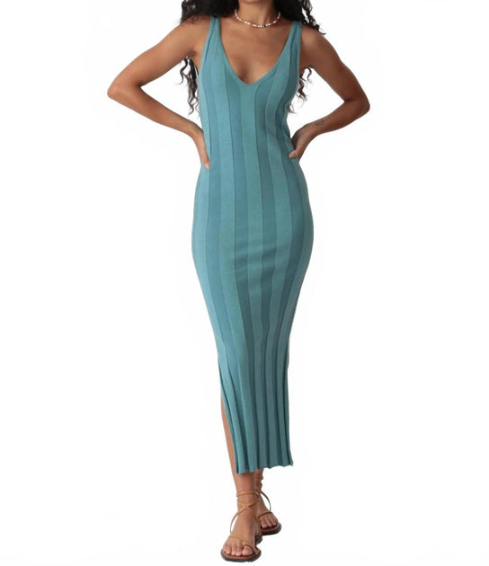 Electric & Rose Rikki Rib Dress Blue Medium 2