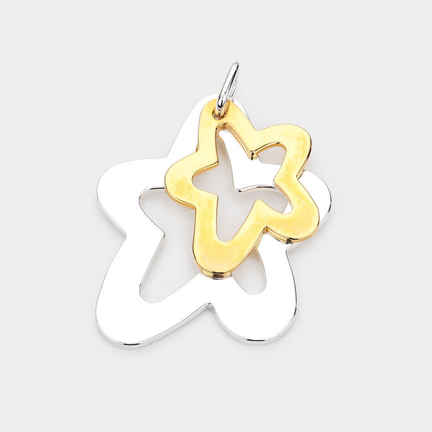 FASHNZFAB Layered Star Pendant Two Tone Gold 2