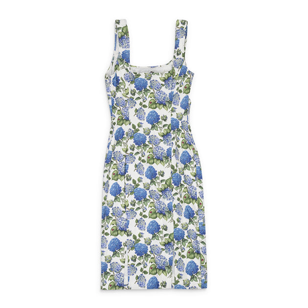 Callipygian Floral U-Neck Pencil Sun Dress Blue US 0 3