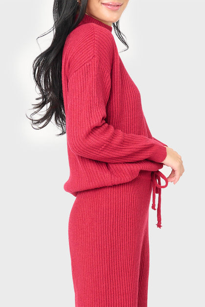 Gibsonlook Funnel Neck Long Sleeve Sweater Red Medium 4