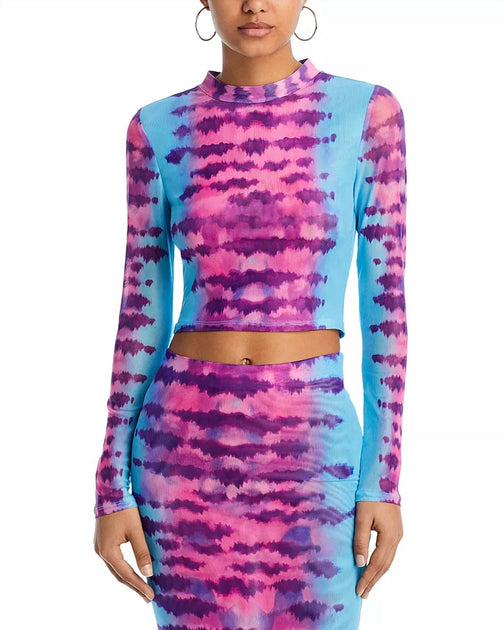 Rococo Sand Opal Mock Neck Crop Top Multi Large 2