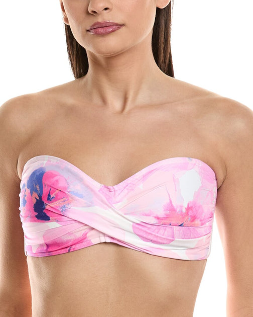 Carmen Marc Valvo Twist Bikini Top Pink Large 2