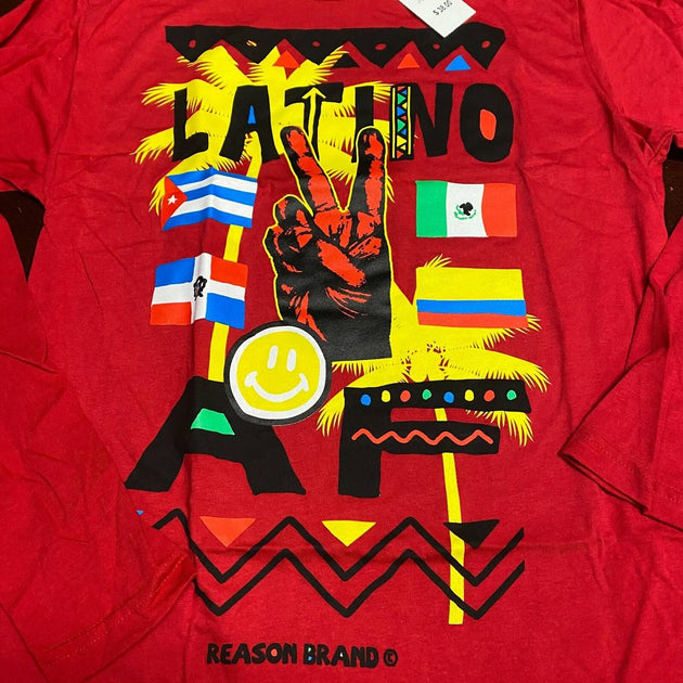 Reason Latino Af Graphic Tee Long Sleeve Red Small 4