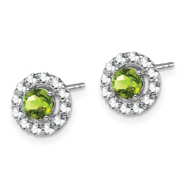 Diamond2Deal Sterling Silver Round Stud Earrings Green 3