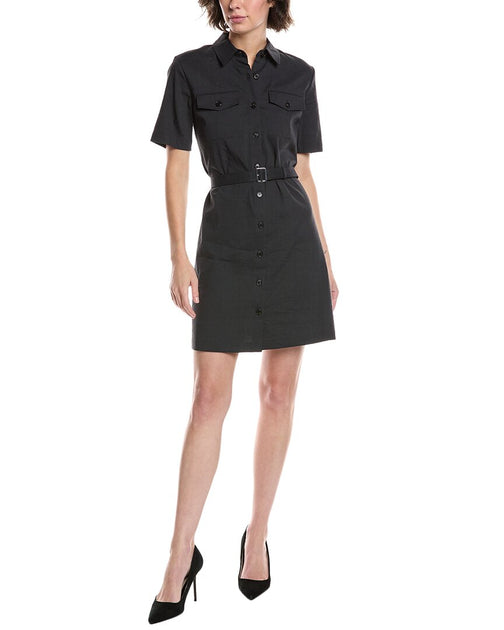 Theory Mini Linen-Blend Shirt Dress Black US 6 2