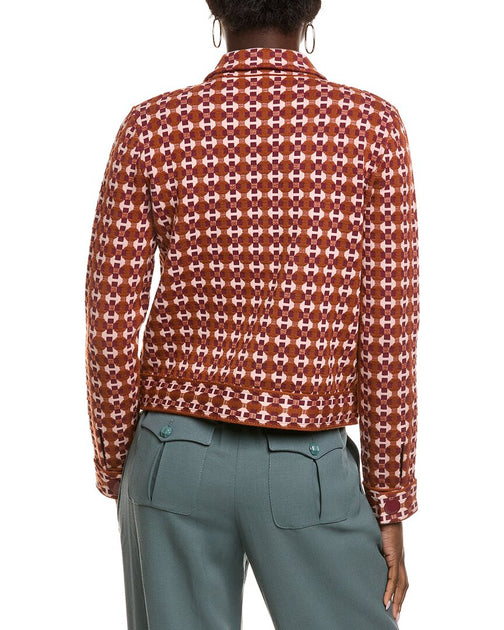 St. John Jacquard Wool-Blend Jacket Red US 10 3