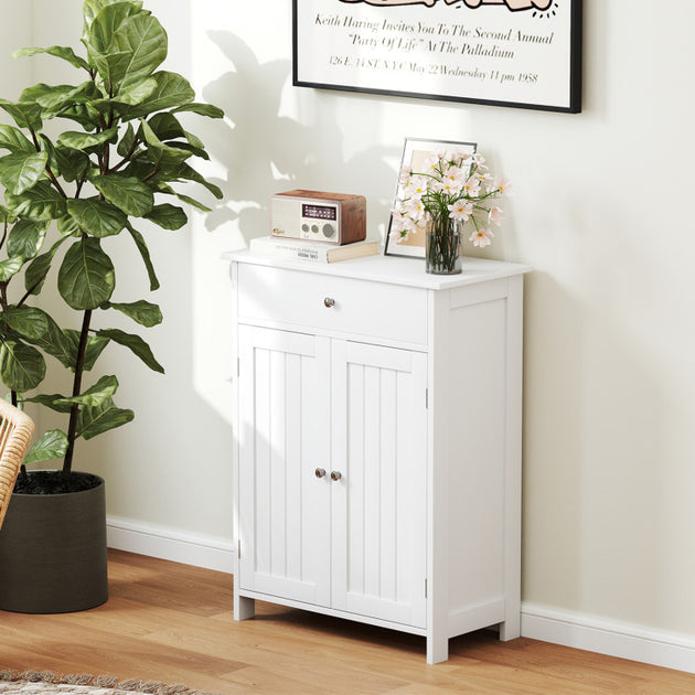 Hivvago Bathroom Floor Cabinet Freestanding Storage Organizer White 4