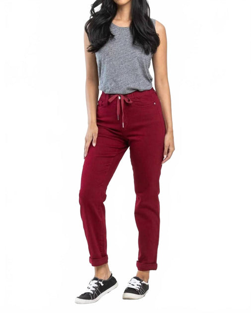 Judy Blue Denim Cuffed Joggers Jeans Red 29 2