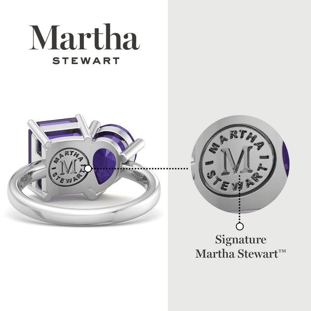 Martha Stewart Two Stone Gemstone Ring Green US 7 4
