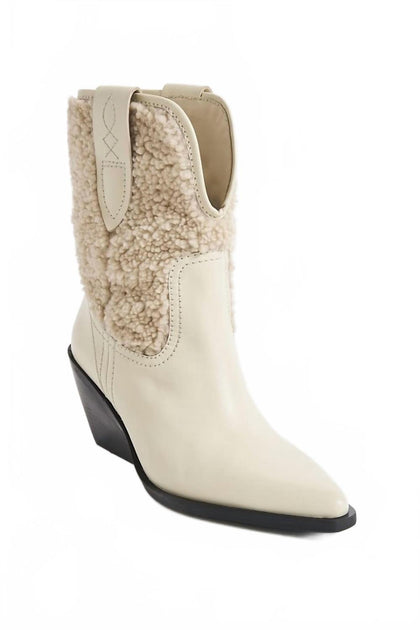 Free People Pitchfork Shearling Western Boot White US 8 3