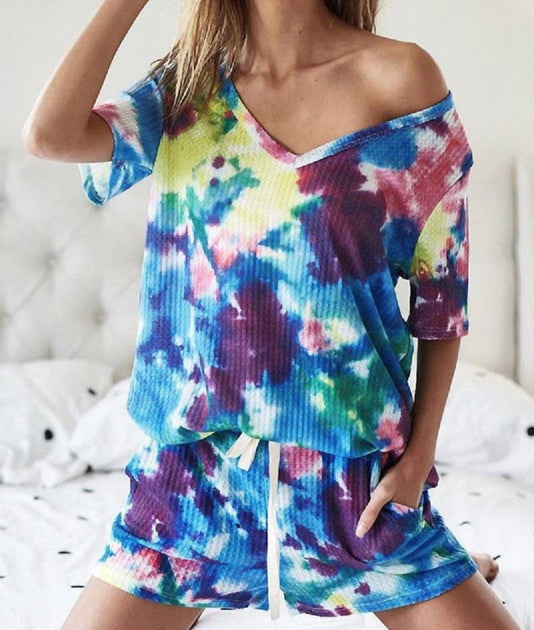 BiBi Waffle Tie Dye V-Neck Top Multi Large 4