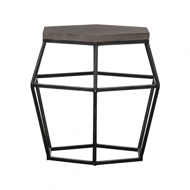 Hivvago Hexagonal Concrete End Table Gray/Black 2