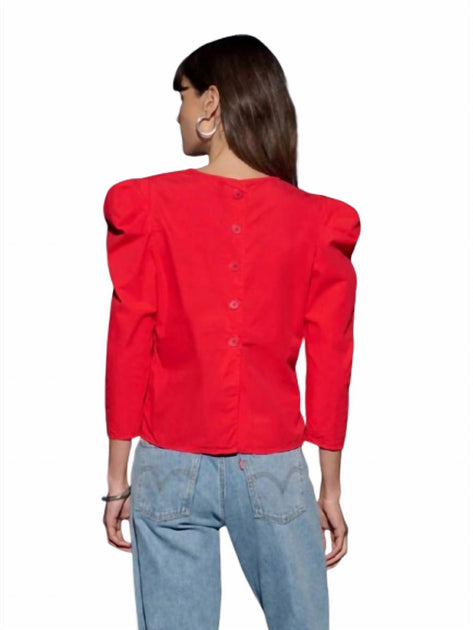 Nation LTD Elouise Poplin Top Red Small 3
