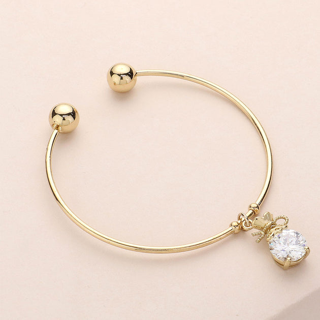 FASHNZFAB Crystal CZ Stone Pouch Charm Cuff Bracelet Gold Silver One Size 2