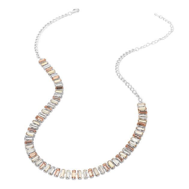 FASHNZFAB Baguette Stone Cluster Link Accent Necklace Blue One Size 6