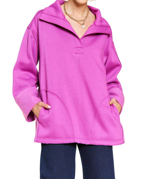 Jade by Jane Together At Last Collared Pullover Pink Plus Size 3X 2