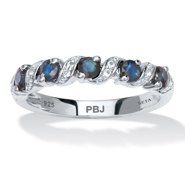Palm Sapphire Topaz Sterling Silver Ring Blue US 8 2