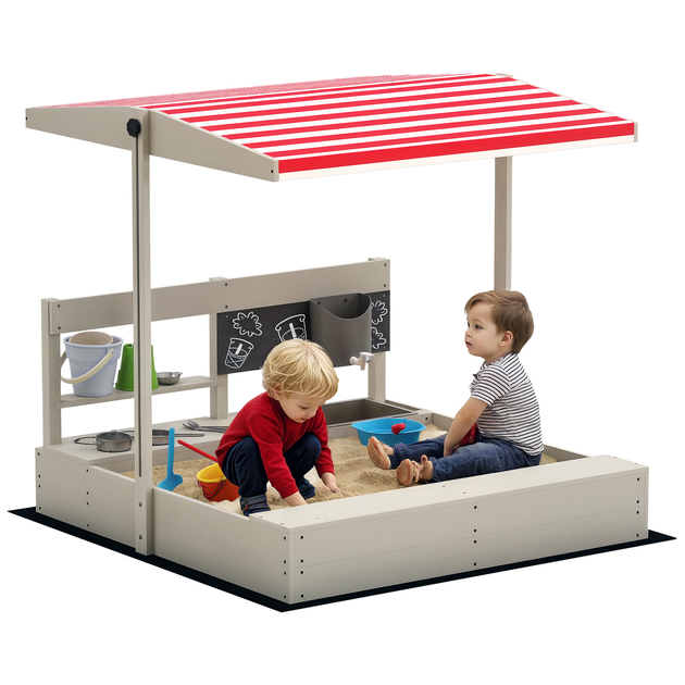 Hivvago Holzsandkasten für Kinder mit verstellbarem Dach 2
