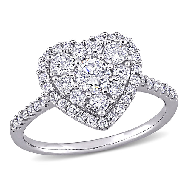 Mimi & Max Halo Engagement Ring White Gold US 6 2