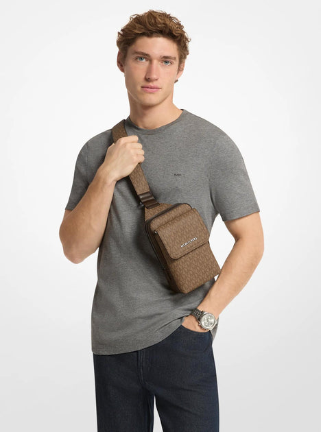 Michael Kors Hudson Logo Canvas Sling Pack 3