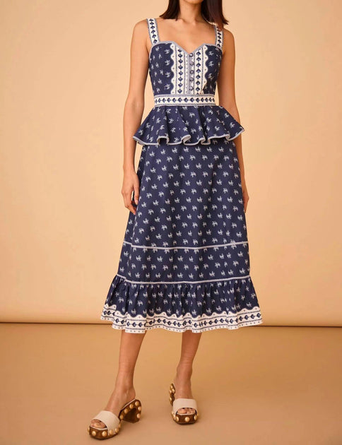 HUNTER BELL Lacey Dress In Blue Ditsy
