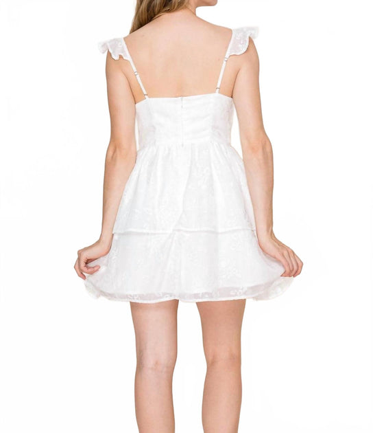 GOLDEN Chiffon Mini Dress White Medium 4