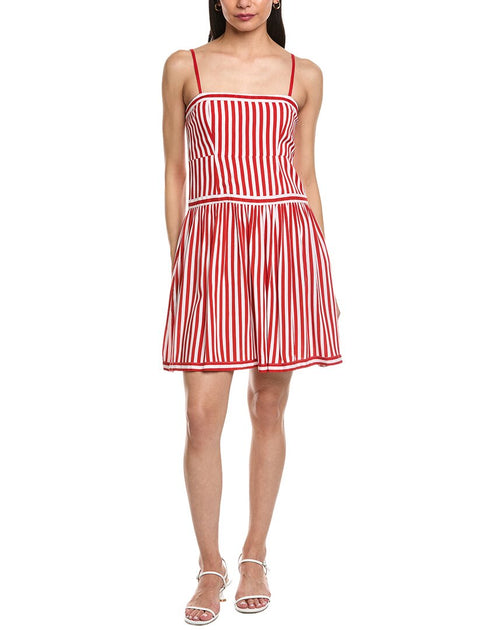 Garrie B Noodle Strap Striped Mini Dress Red Medium 2