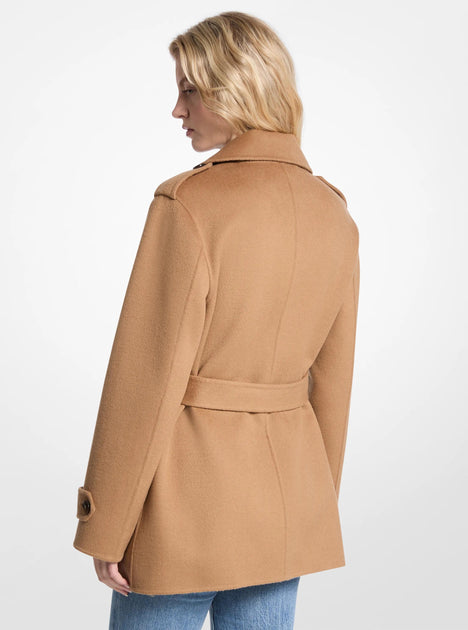 Michael Kors Wool Blend Belted Wrap Coat Black Medium 2