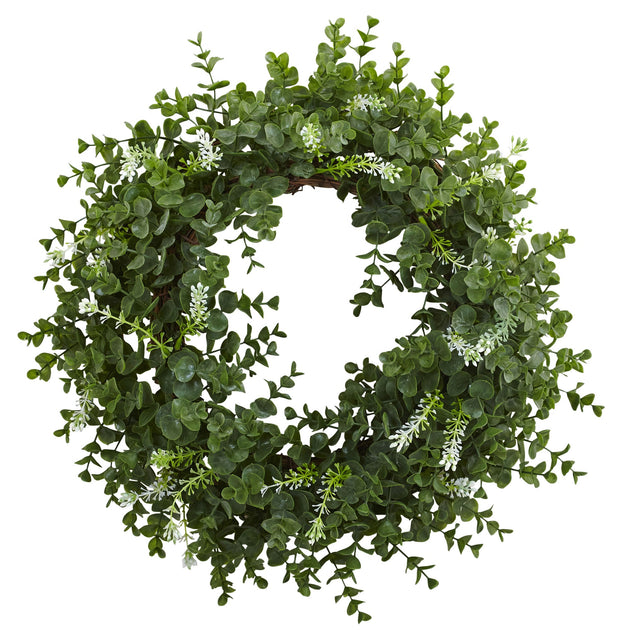 Hivvago 46 cm Eukalyptus-Doppelringkranz mit Zweigbasis 2