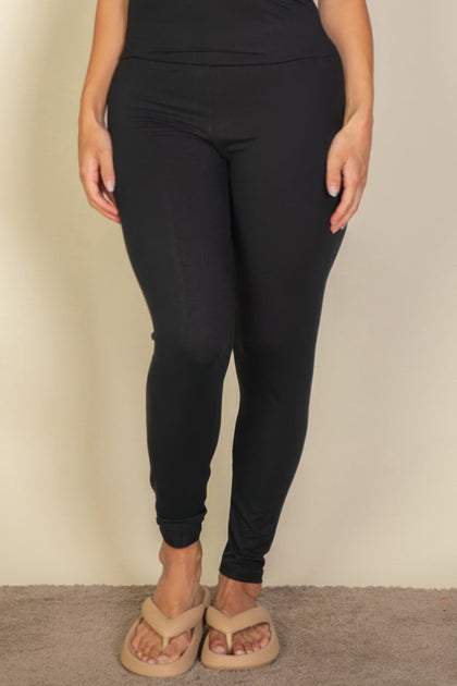 TRUEDAMES Plus Solid Leggings Blue Medium 5