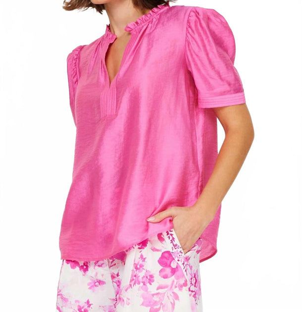Current Air Half Sleeve Ruffled Blouse Pink Small 4