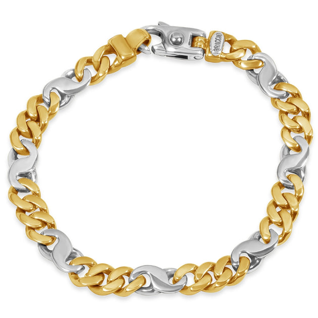 Pompeii3 Herren S Shape Figaro Glieder 14k Gold oder Platin 8mm Armband 8.5in 5