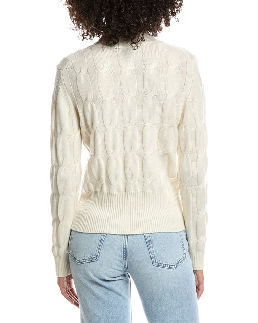Forte Cashmere Cable Mock Neck Pullover Beige XLarge 3