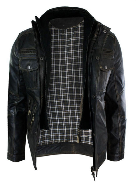 TruClothing Biker Jacket Vintage Brown XLarge 4