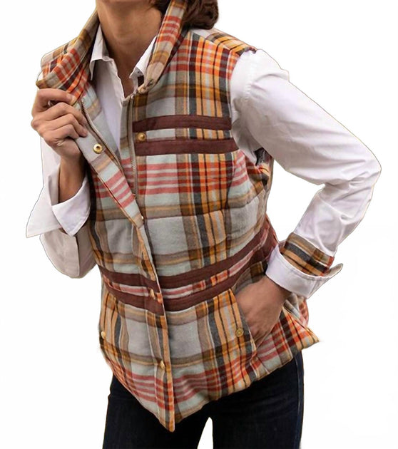 Dizzy-Lizzie Rosey Plaid Vest Beige Small 3