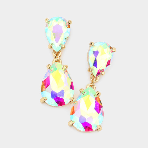 FASHNZFAB Double Teardrop Link Dangle Earrings Silver 3