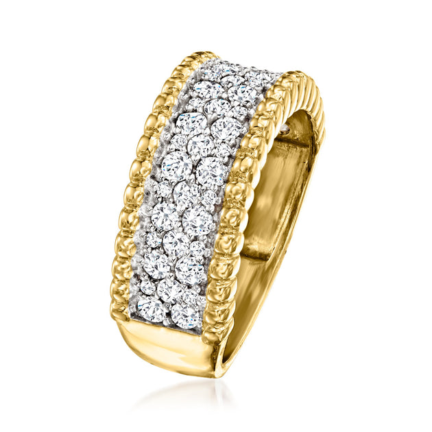 Ross-Simons Diamond Beaded-Edge Ring Silver US 7 5