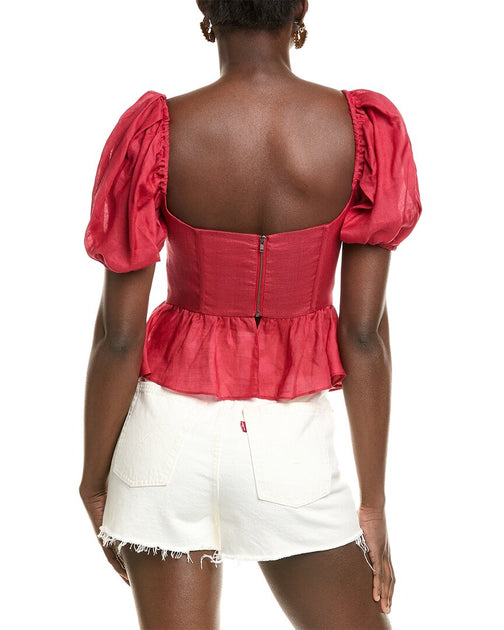 Bardot Esra Puff Sleeve Korsett-Top Rot US 2 3