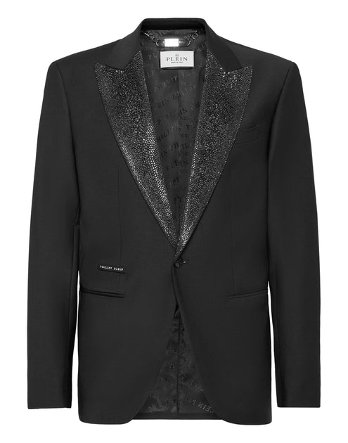 Philipp Plein Woll-Blazer Strass Revers Schwarz EU 56 2