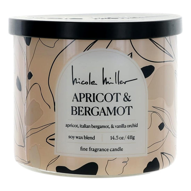 Nicole Miller 14.5 oz Soy Wax Blend 3 Wick Candle Apricot Bergamot 2