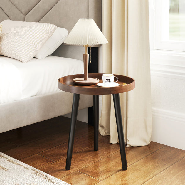 Hivvago Round Side Table Brown 3