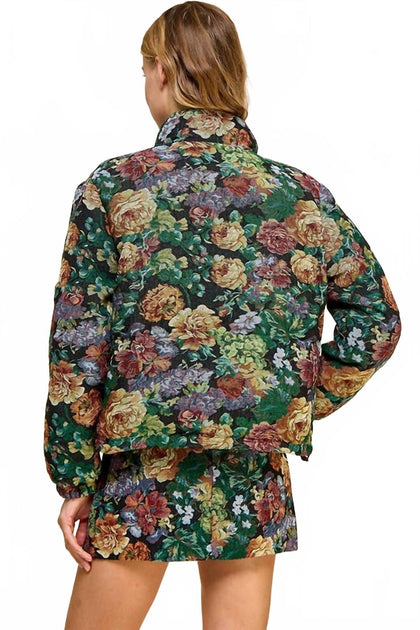 TCEC Corduroy Floral Puffer Jacket Multi Large 4