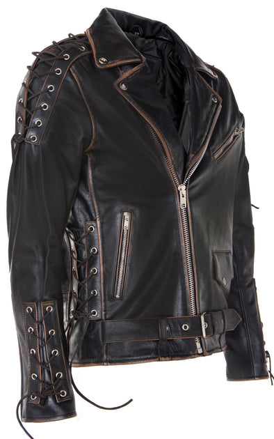 Infinity Chicago Leather Biker Jacket Black 4XLarge 4