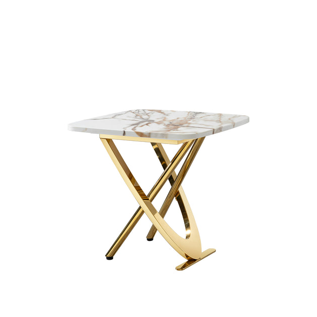 Streamdale Marble MDF Square End Table Gold 4