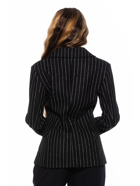 Alexia Admor Farrah Stripe Blazer Black US 6 4