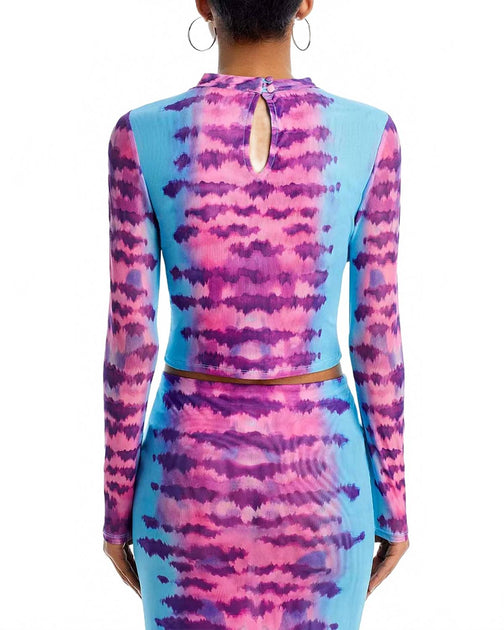 Rococo Sand Opal Mock Neck Crop Top Multi Large 3